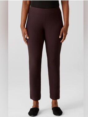 Eileen Fisher Washable Stretch Crepe Slim Ankle Pant Cassis Purple Large TK